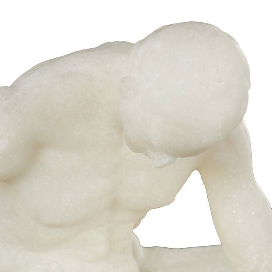 10" White Polystone Decorative Sitting Human Sculpture